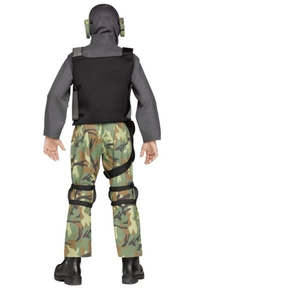 Skull Soldier Sniper Squadron Halloween Costume 4/6 Jumpsuit Boys 9 Piece Set - Picture 2 of 9